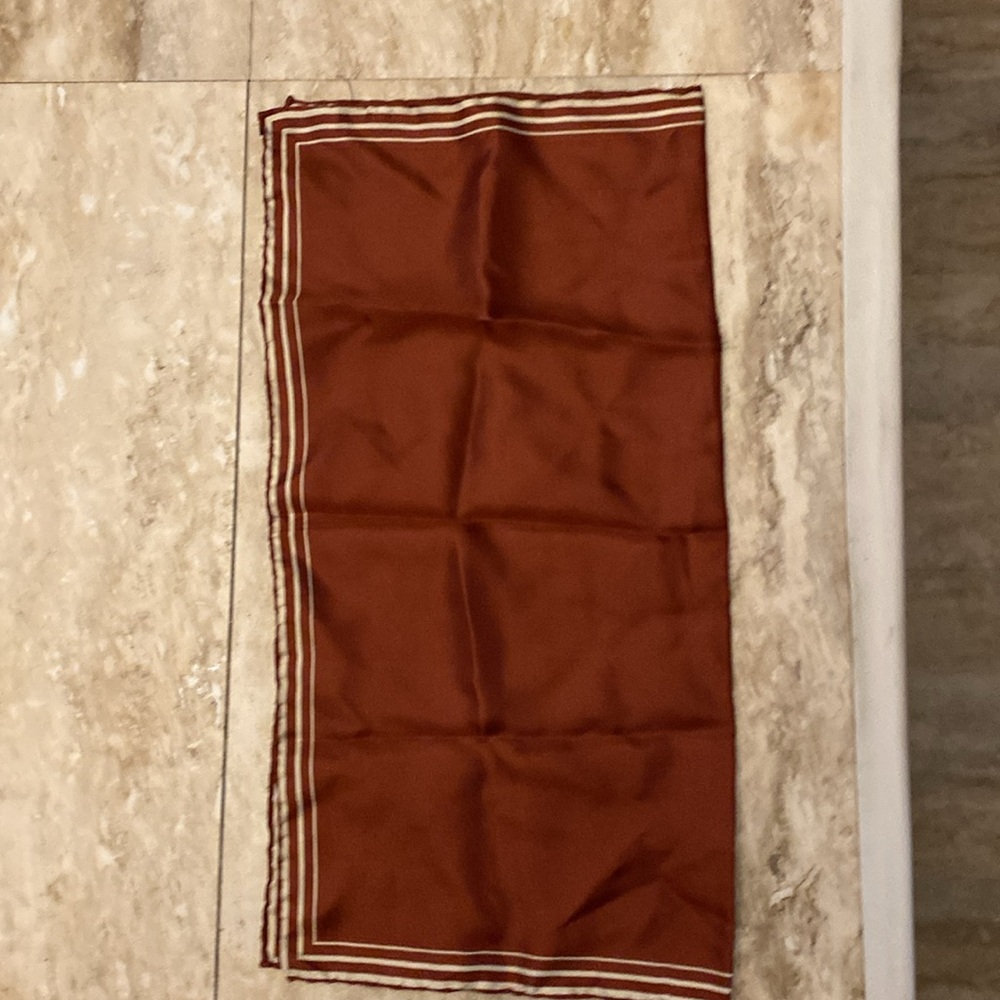 Yves Saint Laurent EUC Russet color 100% silk square scarf - Picture 7 of 9